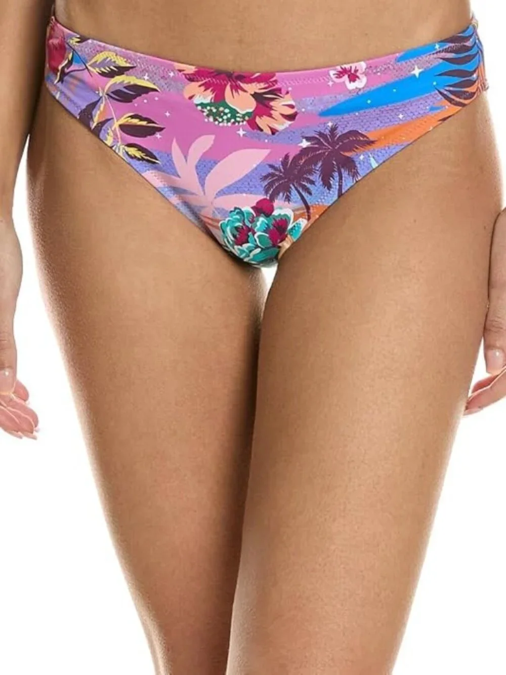 Johnny Was 'Zeru' Tropical-Print Hipster Bikini Swimsuit Bottom, Multicolor